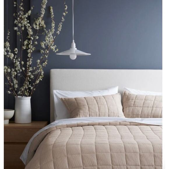 Quince Organic Airy Gauze Quilted Box Euro Pillow (one)Sham Dune # 78 - Picture 2 of 3